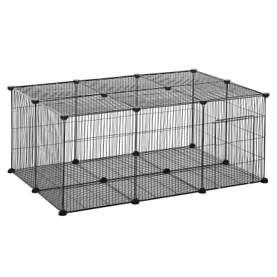 PawHut Gabbia per conigli 105cm x 70cm x 45cm Nero