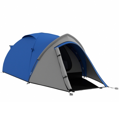 Outsunny Two-Man Dome Tent with Vestibule Blue/Grey