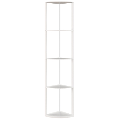 HOMCOM RGB LED Floor Lamp 5-Tier Shelf Unit White