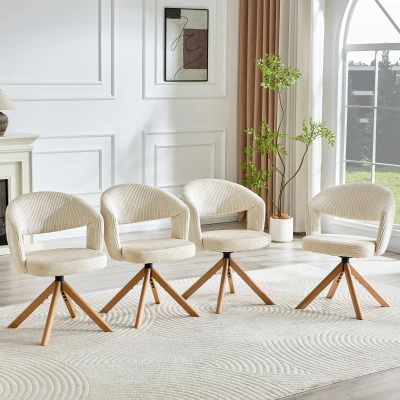 Lot de 2 chaises pivotantes rétro-luxe, Couleur naturelle