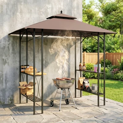 Outsunny BBQ Tent Canopy Patio Awning 2.5x1.5m Coffee