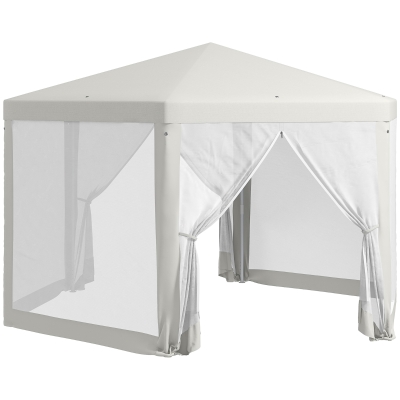 Outsunny Tonnelle Hexagonale 10m² Cosy Métal Polyester Crème