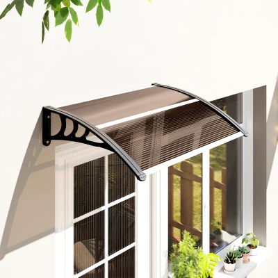 Outsunny Fixed Window Canopy Aluminium 120x75cm Brown