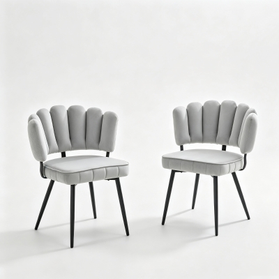 Lot de 2 chaises de salle à manger, Gris clair+Noir