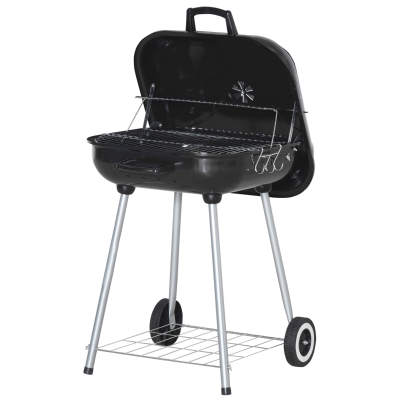 Outsunny Portable BBQ Charcoal Grill with Wheels, Outdoor