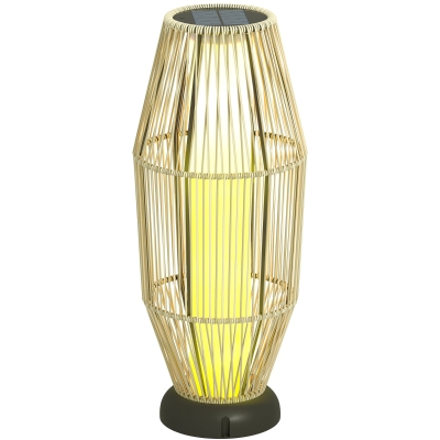 Outsunny Lampada Solare da Giardino a Luce LED in Rattan Grigio