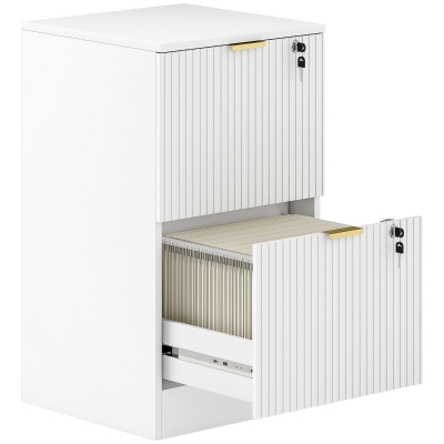 HOMCOM Vertical Filing Cabinet 2 Drawers Lockable White
