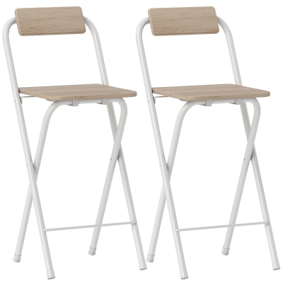 HOMCOM Set 2 Sgabelli da Bar Pieghevoli con Poggiapiedi Legno