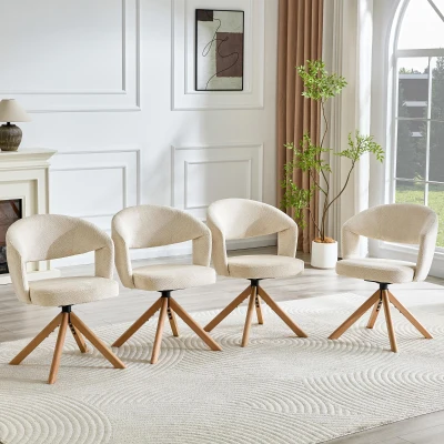 Lot de 2 chaises pivotantes rétro-luxe, Couleur naturelle