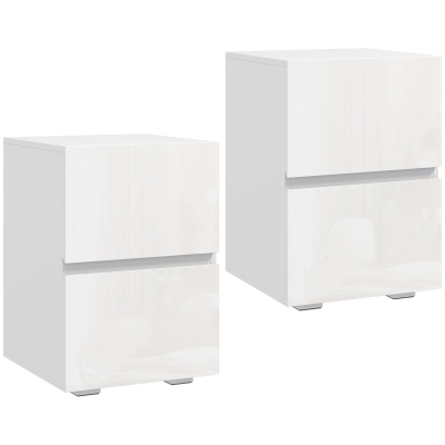 Set de 2 Noptiere cu 2 Sertare, Alb