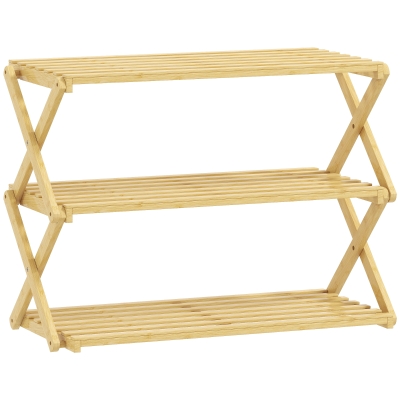 HOMCOM 3-Tier Bamboo Shoe Rack Natural