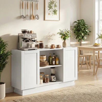 HOMCOM Sideboard Storage Cabinet 133cm Soft Close Doors White
