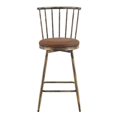 Tabouret de bar style Windsor en métal, Marron