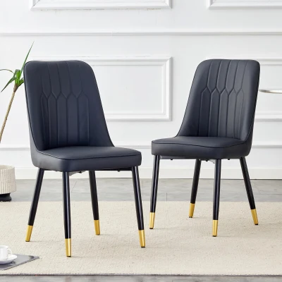 Lot de 2 chaises de salle à manger modernes, Noir