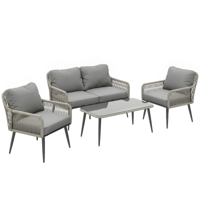 Outsunny Rattan 4-Piece Patio Furniture Set with Table
