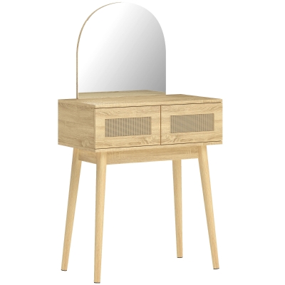 HOMCOM Dressing Table Vanity Desk 2 Drawers Natural Wood