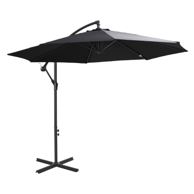 Outsunny afneembare parasol zweefparasol zwengelparasol met handkruk, zwart