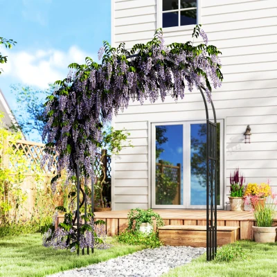 Outsunny Steel Garden Arch Trellis 2.2m High Black