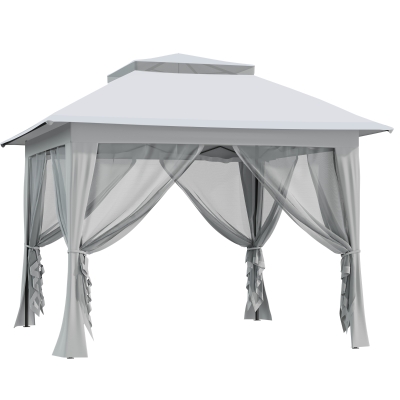 partytent opvouwbare tent pop-up tent incl. tas op wielen staal + oxford + mesh grijs