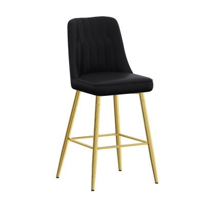 Lot de 2 tabourets de bar, Noir+Doré