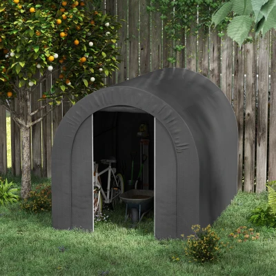 Outsunny Abri de Jardin 2,4x1,8m PE Métal Gris Foncé