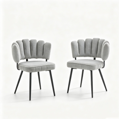 Lot de 2 chaises de salle à manger, Noir+Gris clair