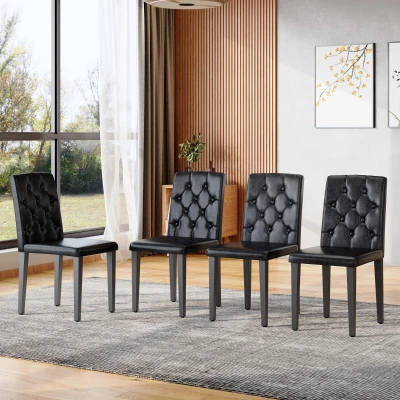 Lot de 4 chaises de salle à manger, Noir