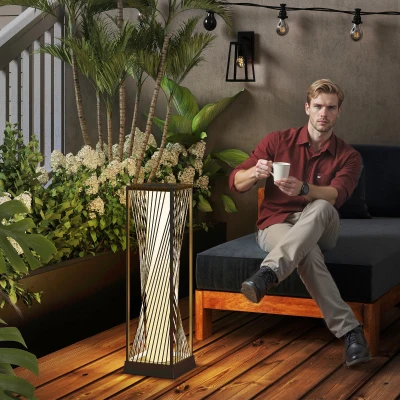 Outsunny Rattan LED Floor Lamp Solar Auto On/Off Brown