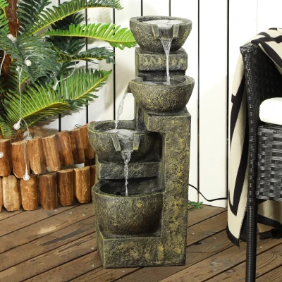 Outsunny tuin fontein kleine vintage met verstelbare snelheid Zwart