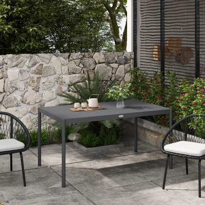 Outsunny Tavolo da Giardino per 6 Persone Grigio Scuro