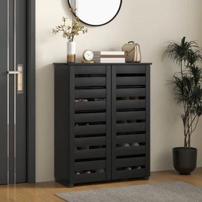 HOMCOM Slim Shoe Cabinet 5-Tier Adjustable Shelves White