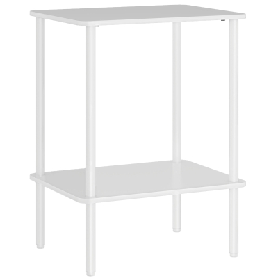 HOMCOM Moderne 2-laagse Bijzettafel met Opbergruimte en Metalen Frame voor Woonkamer, Slaapkamer, Wit