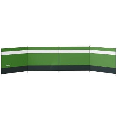 Outsunny Camping Windbreaker Steel Poles 725x140cm Army Green