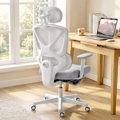 HOMCOM Ergonomic Adjustable Office Chair Grey