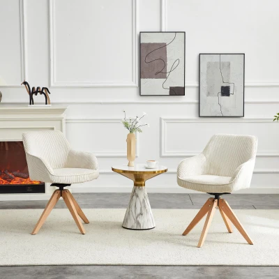 Lot de 2 chaises de salle à manger pivotantes style rétro luxueux, Couleur naturelle