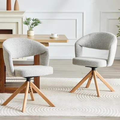 Lot de 2 chaises pivotantes rétro-luxe, Couleur naturelle