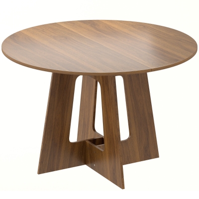 HOMCOM Table Ronde Ø110cm Cuisine Base Croisée Marron 4 Personnes
