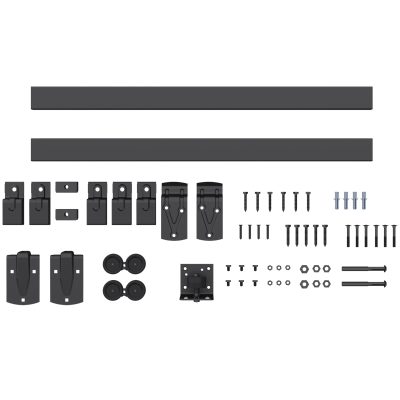 HOMCOM Schwerlast Schiebetür-Hardware-Set 244 cm Schwarz für Einzeltüren