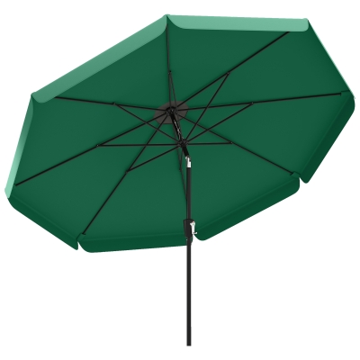 Outsunny 3m Garden Parasol Tilt Crank UPF 30+ Green