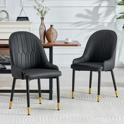 Lot de 2 chaises de salle à manger, Noir