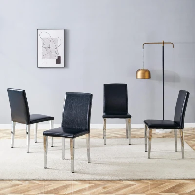 Chaise de salle à manger, Noir+Argent