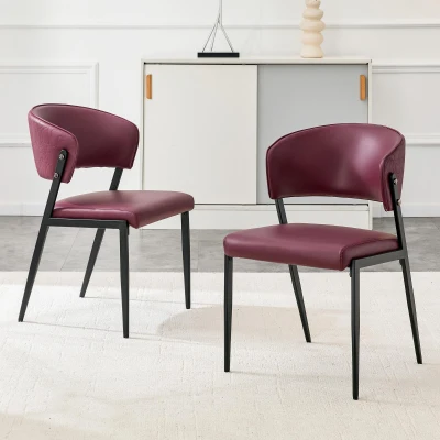 Chaise de salle à manger moderne rembourrée, Rouge