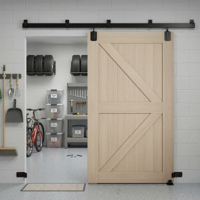 HOMCOM Schwerlast Schiebetür-Hardware-Set 244 cm Schwarz für Einzeltüren