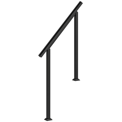 Outsunny Rampe Escalier Métal 1-3 Marches Noir Kit Inclus