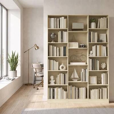 HOMCOM 6-Tier Bookcase Open Storage Anti-Tipping Oak