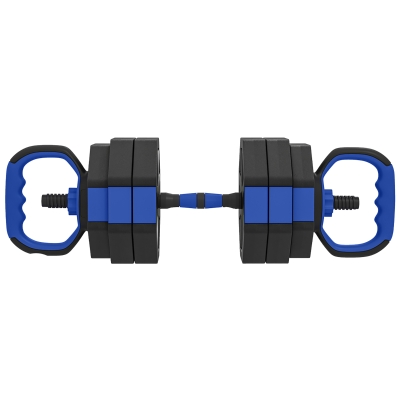 SPORTNOW Haltères Réglables 30kg 6-en-1 Kettlebell Barre Bleu