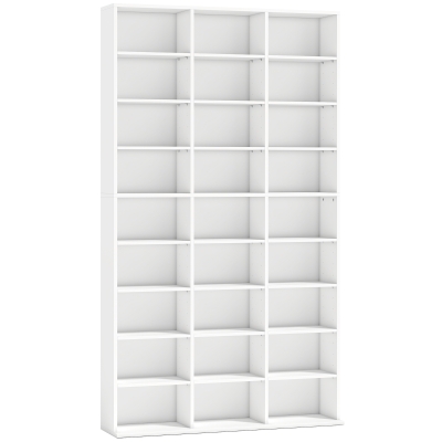 HOMCOM CD/DVD Storage Unit 27 Compartments Adjustable Shelves White