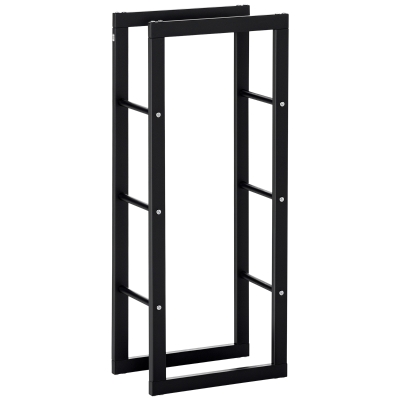 HOMCOM Porta Legna Verticale in Metallo Nero 40x25x100 cm