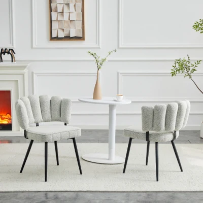 Lot de 2 chaises de salle à manger, Noir+Gris clair