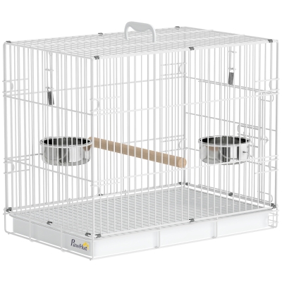 PawHut Foldable Bird Cage Portable with Perch 49x31x40cm Black